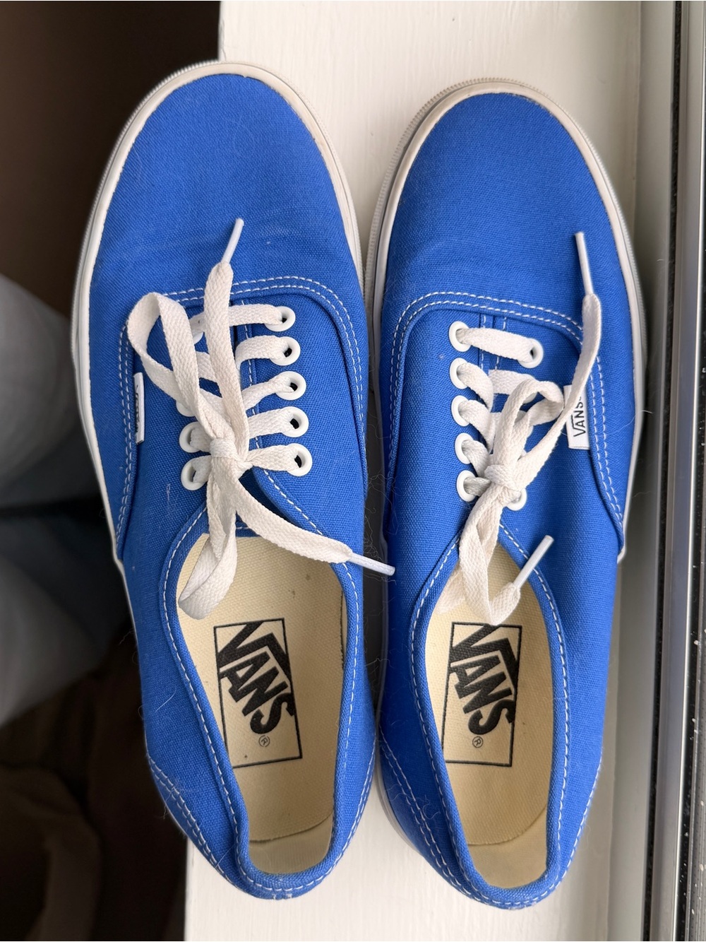 Vans Blue Canvas Low-Top Sneakers with White Laces